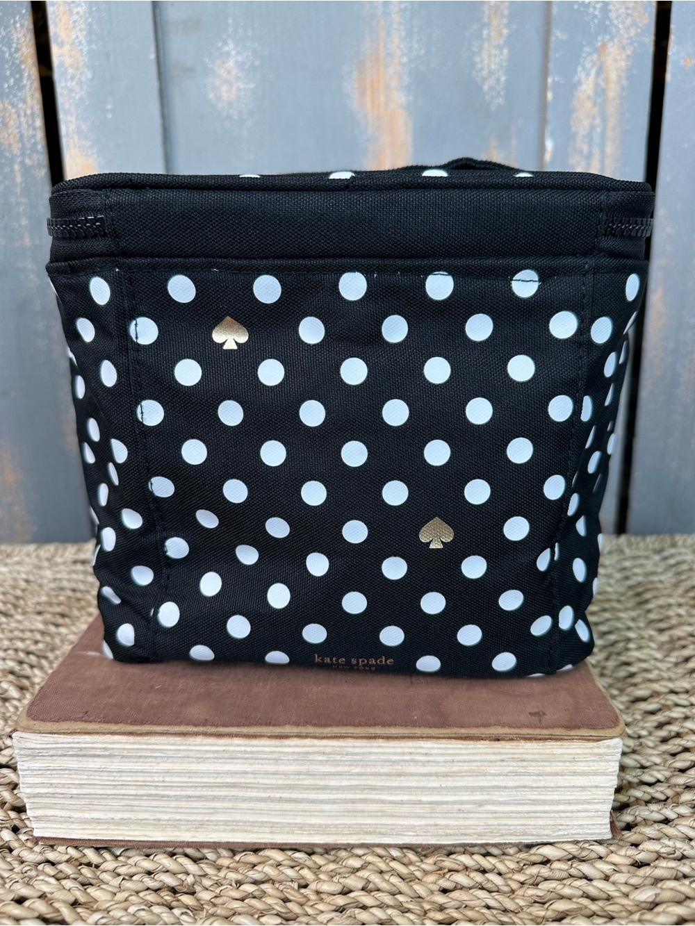 Kate Spade Polka Dot Insulated Lunch Tote Black/White NWT - Picture 6 of 13